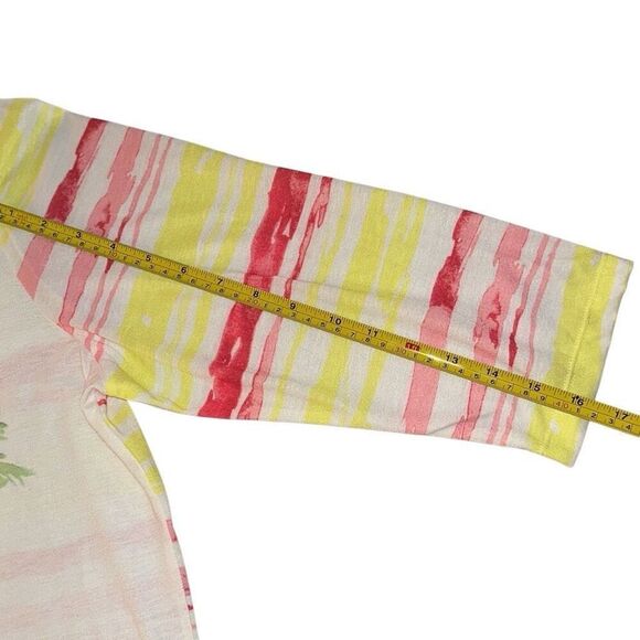 Coral Bay Multicolor Striped Tropical Flamingo Print 3/4 Sleeve Tee Ladies XL - Picture 6 of 9